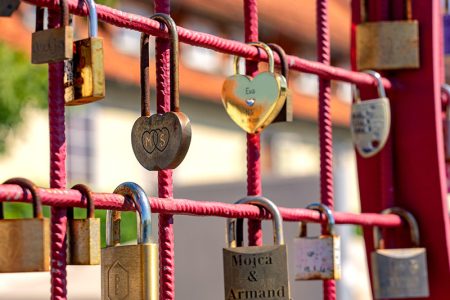 Heart shaped padlocks